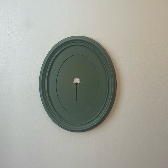 Original art acrylic chive blossom painting on Vintage wood frame One of a kind - Picture 1 of 4